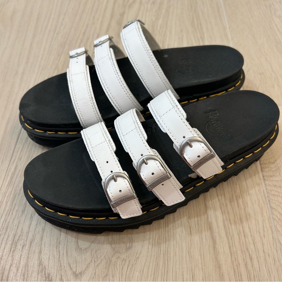 Dr. Martens Shoes - Dr. Martens White Strap Sandals with Black Soles